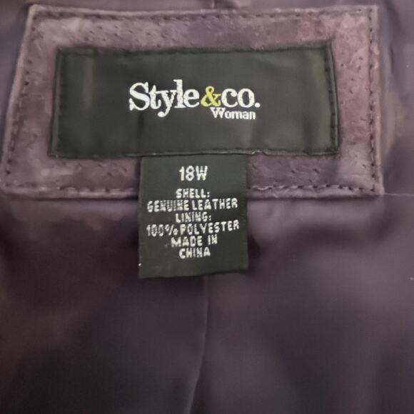 Style & Co Jacket Womens‎ 18W Genuine Leather Full Zip Lined New Plus Size Suede - Picture 7 of 11